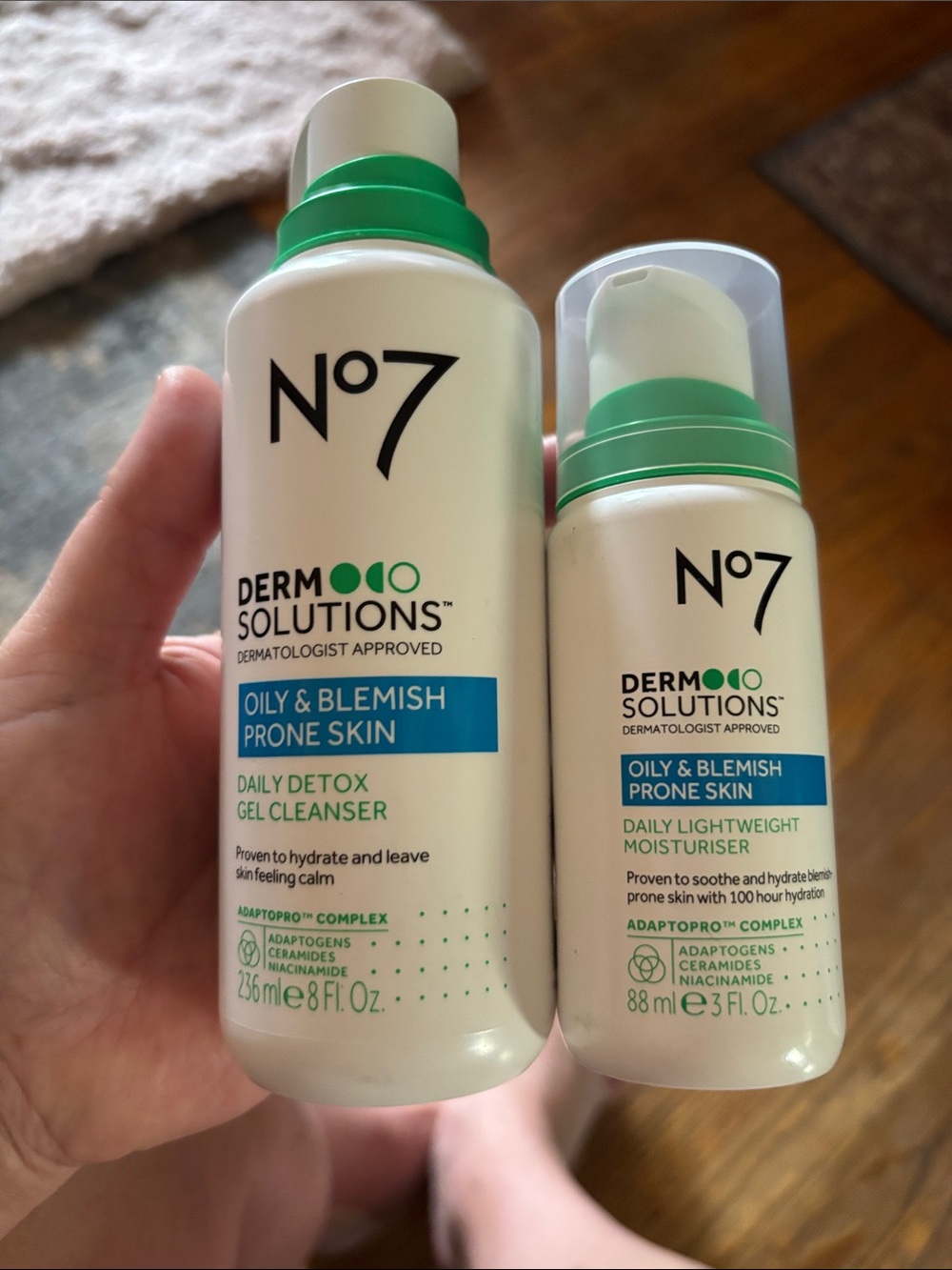No7 Oily & Blemish Prone Sin Gel Cleanser and lightweight Moisturizer